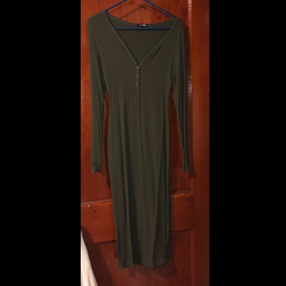 Olive green midi dress-fashion nova